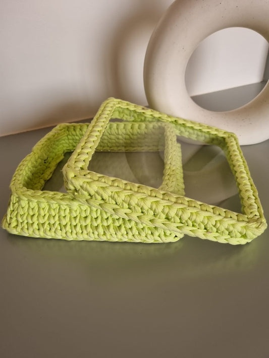 Effortless Organization: Compact Crochet Square Basket Collection